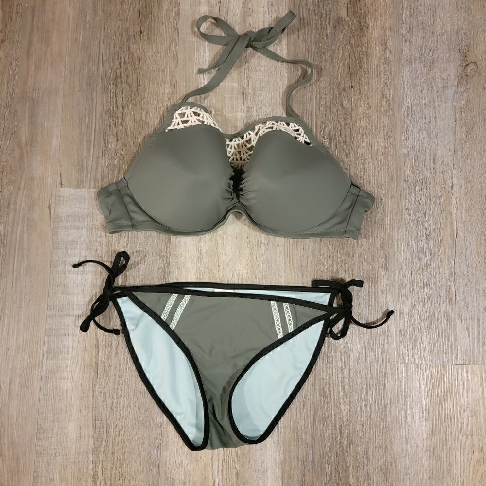 Army Green High-neck Bikini size large DD